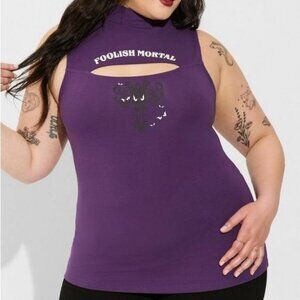 NWOT Women’s Torrid 3 Disney Haunted Mansion Foxy Mock Neck Cut Out Tank 22 24